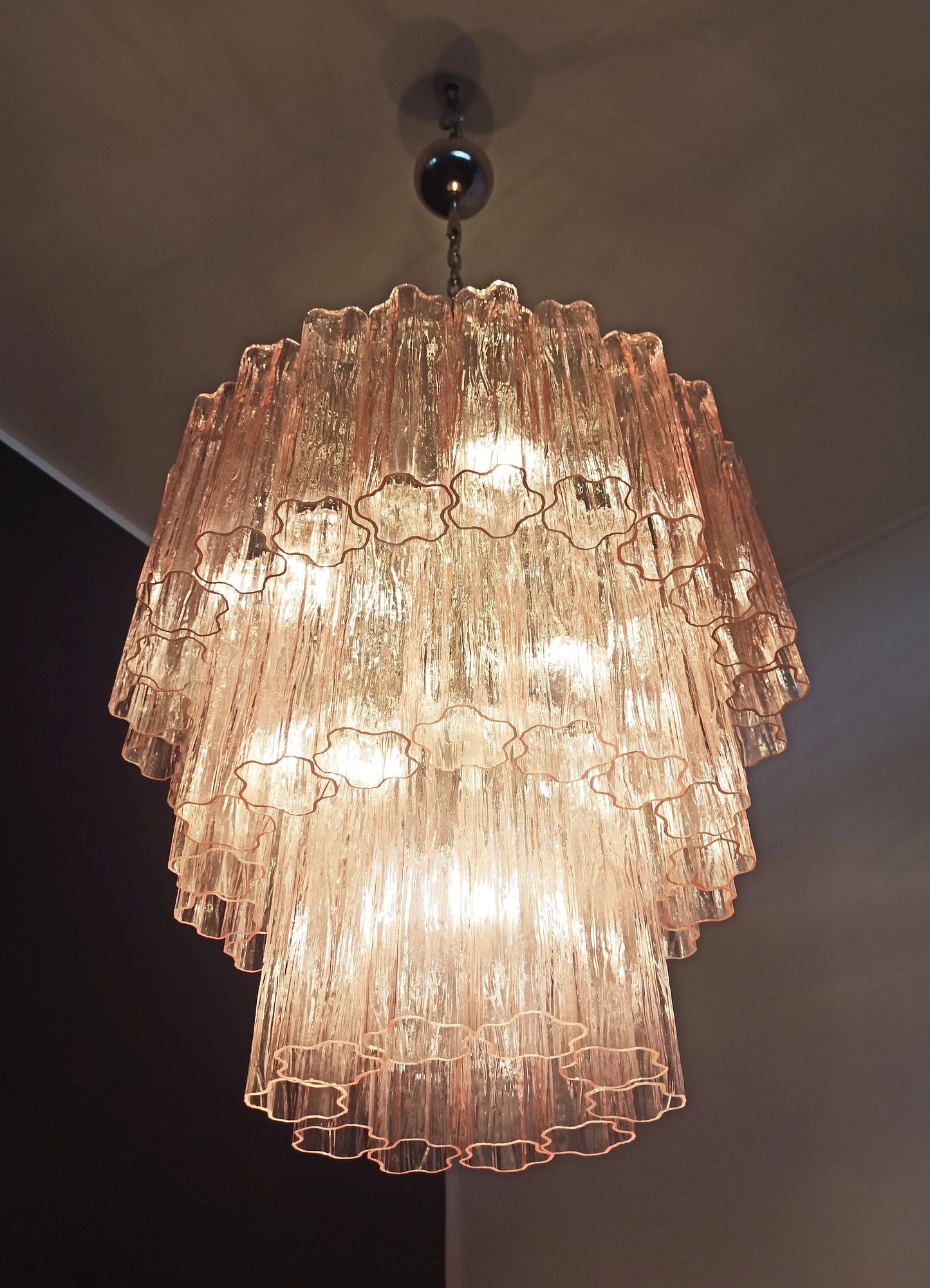 Murano Pink Tubes Chandelier