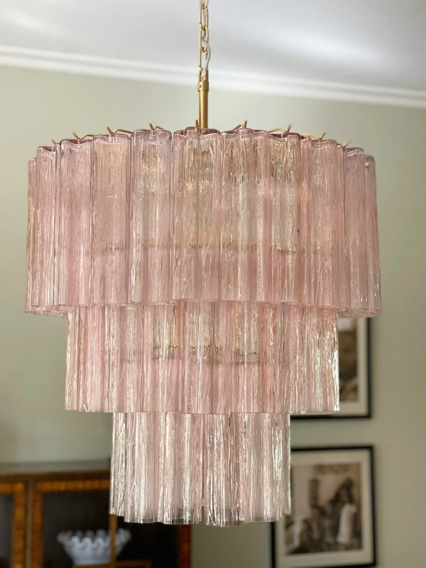 Murano Pink Tubes Chandelier