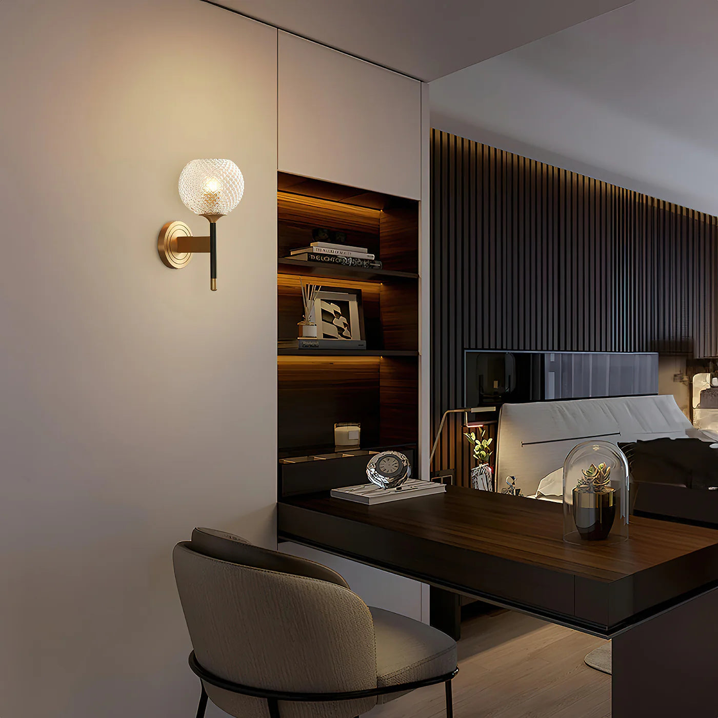 Orrefors Ball Brass Wall Lamp