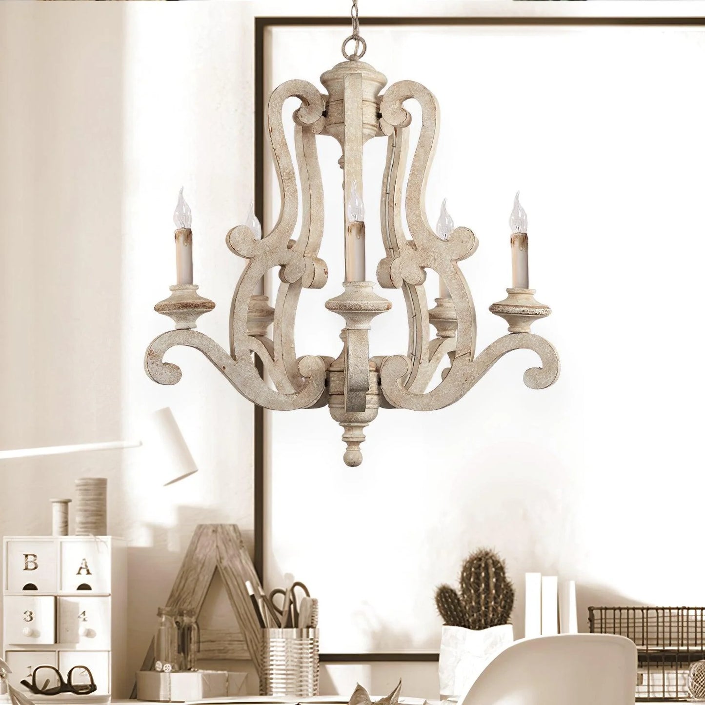 Parrotuncle Wooden Candle Chandelier