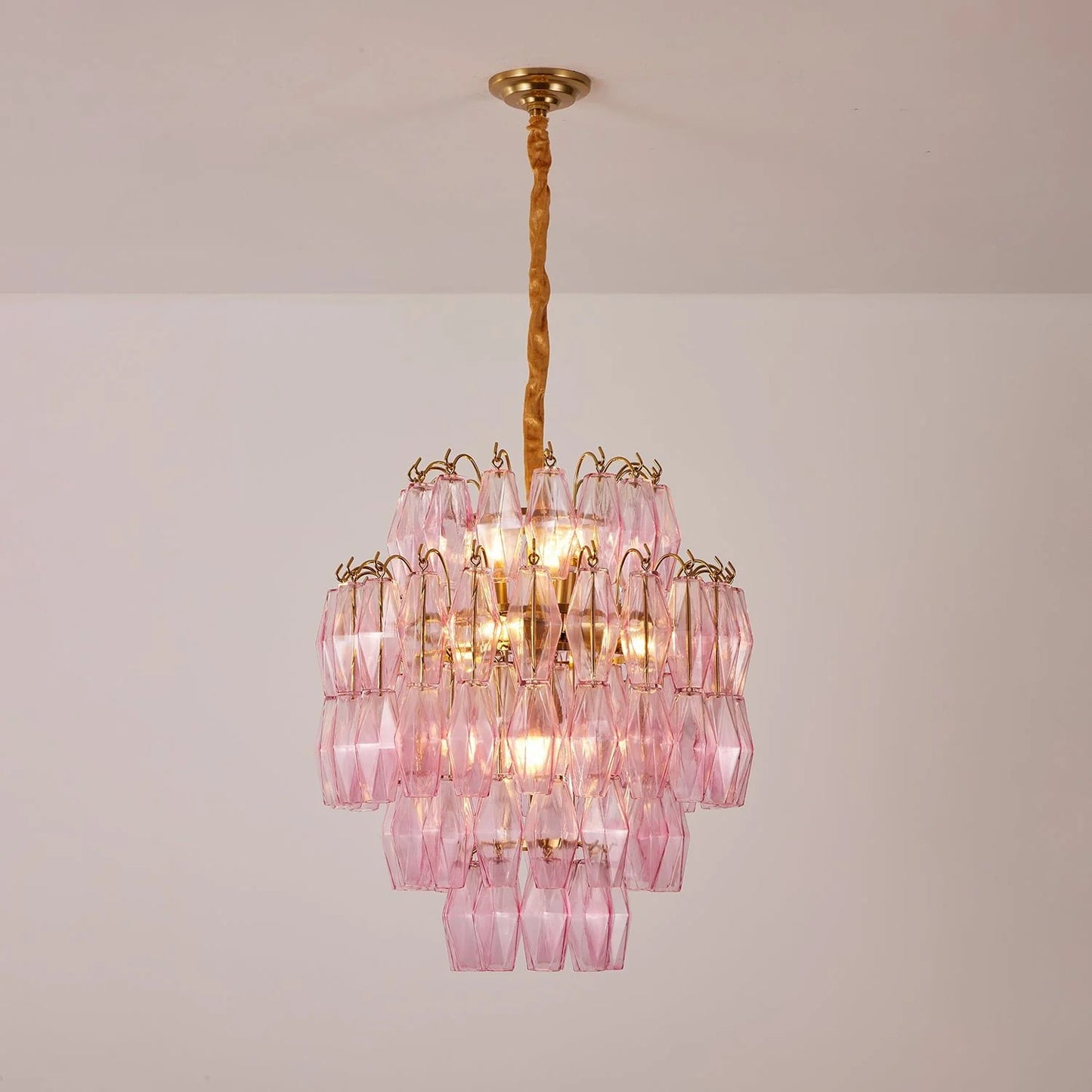 Pink Murano Glass Prism Chandelier