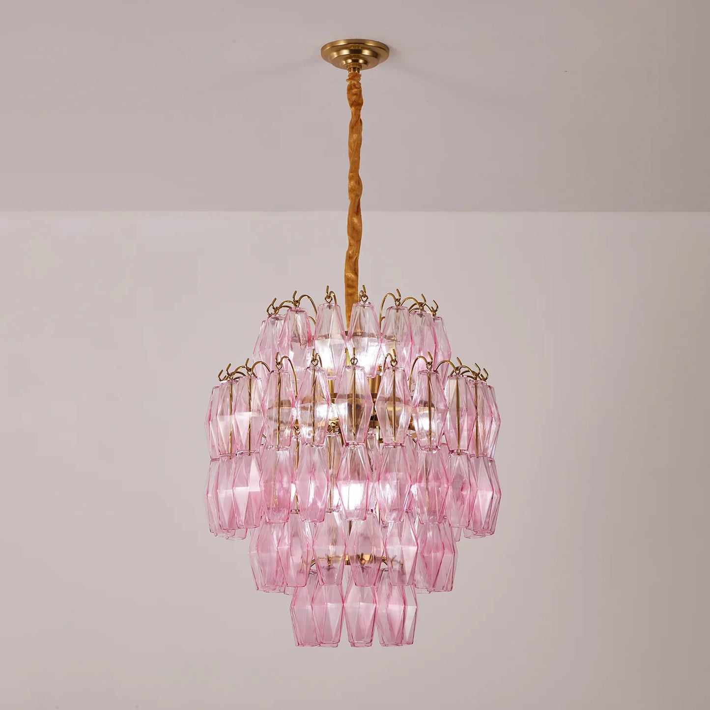 Pink Murano Glass Prism Chandelier