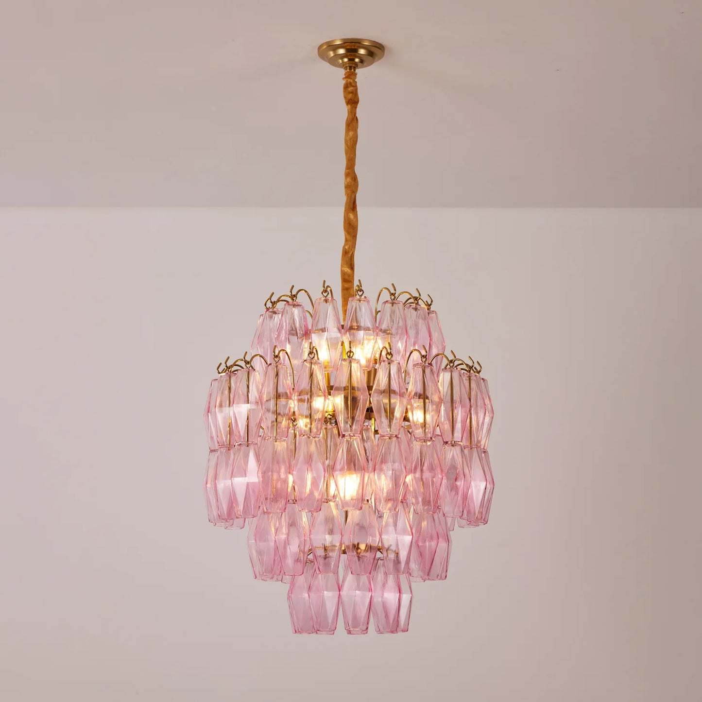 Pink Murano Glass Prism Chandelier