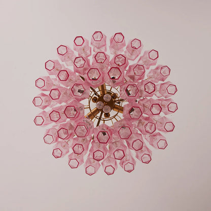 Pink Murano Glass Prism Chandelier