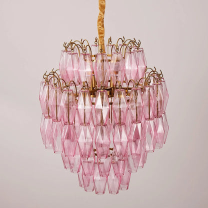 Pink Murano Glass Prism Chandelier