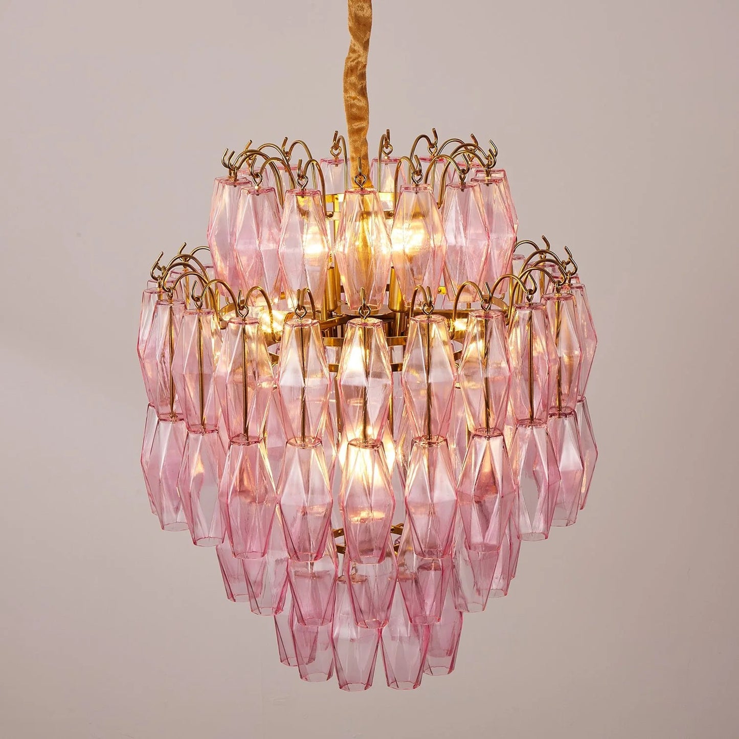 Pink Murano Glass Prism Chandelier