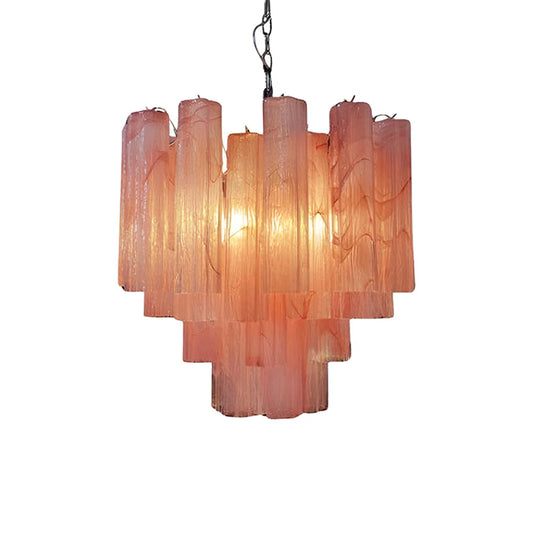 Pink Murano Tubes Chandelier