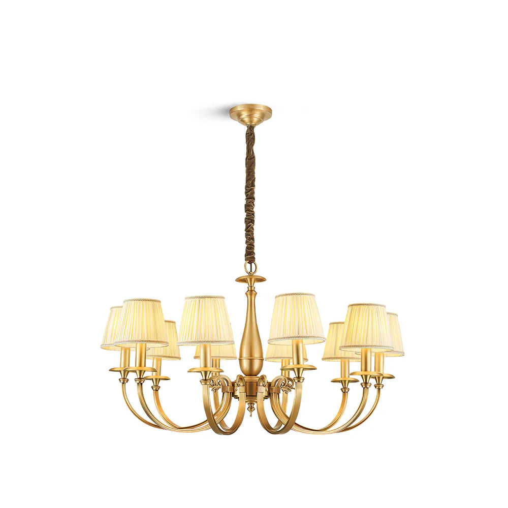 Pleated Brass Chandelier