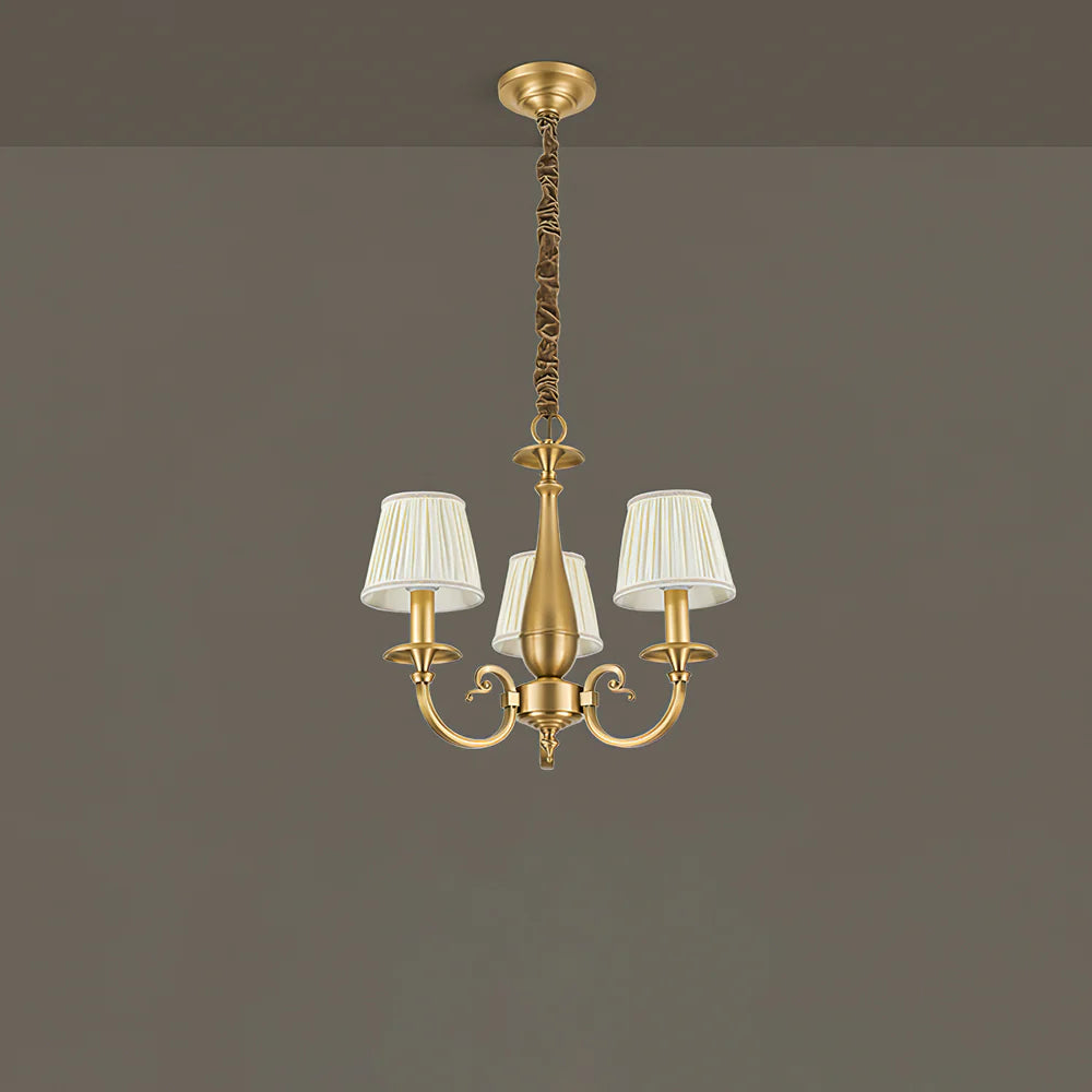 Pleated Brass Chandelier