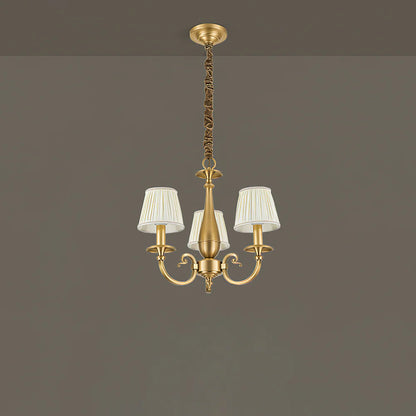Pleated Brass Chandelier