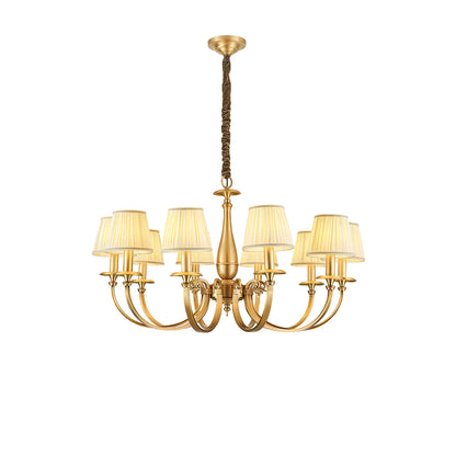 Pleated Brass Chandelier
