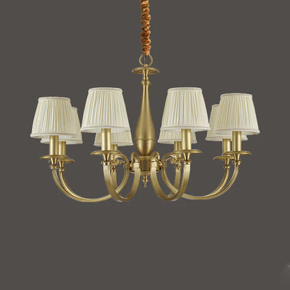 Pleated Brass Chandelier