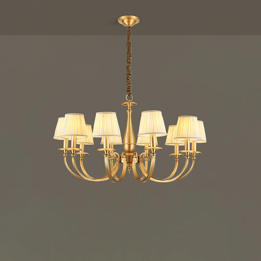 Pleated Brass Chandelier