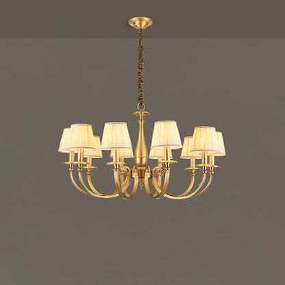 Pleated Brass Chandelier