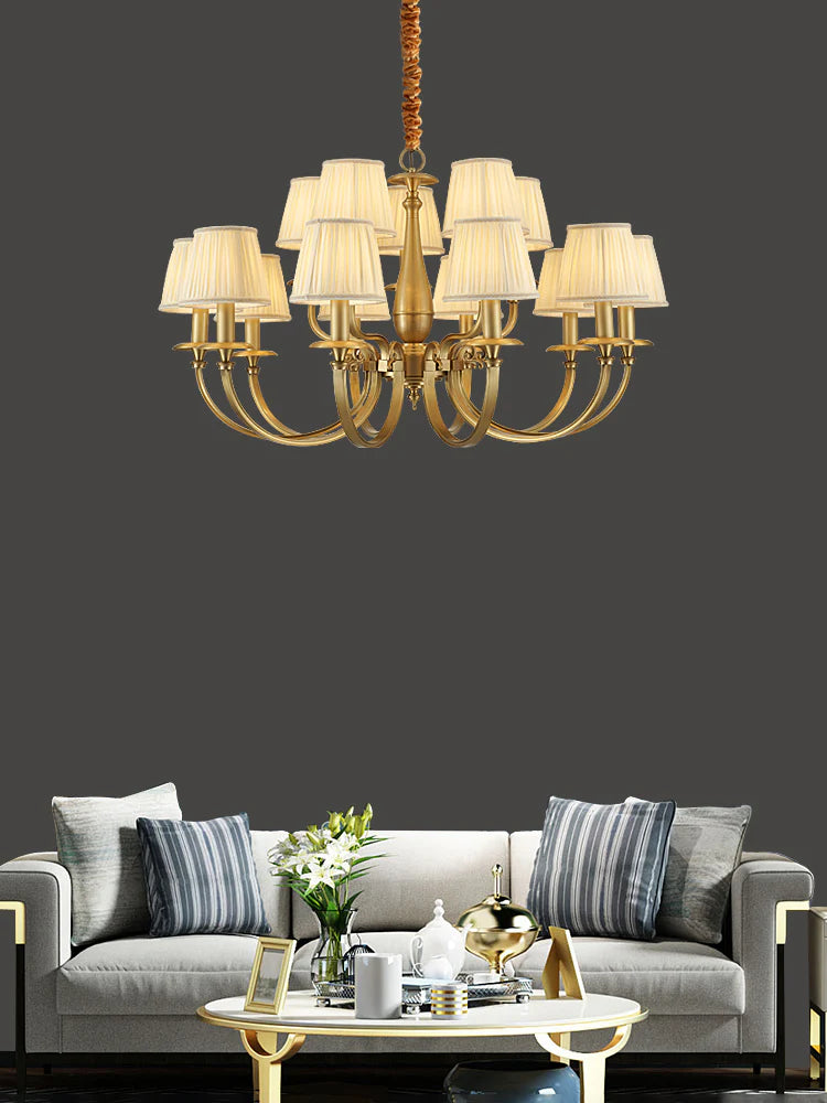 Pleated Brass Chandelier