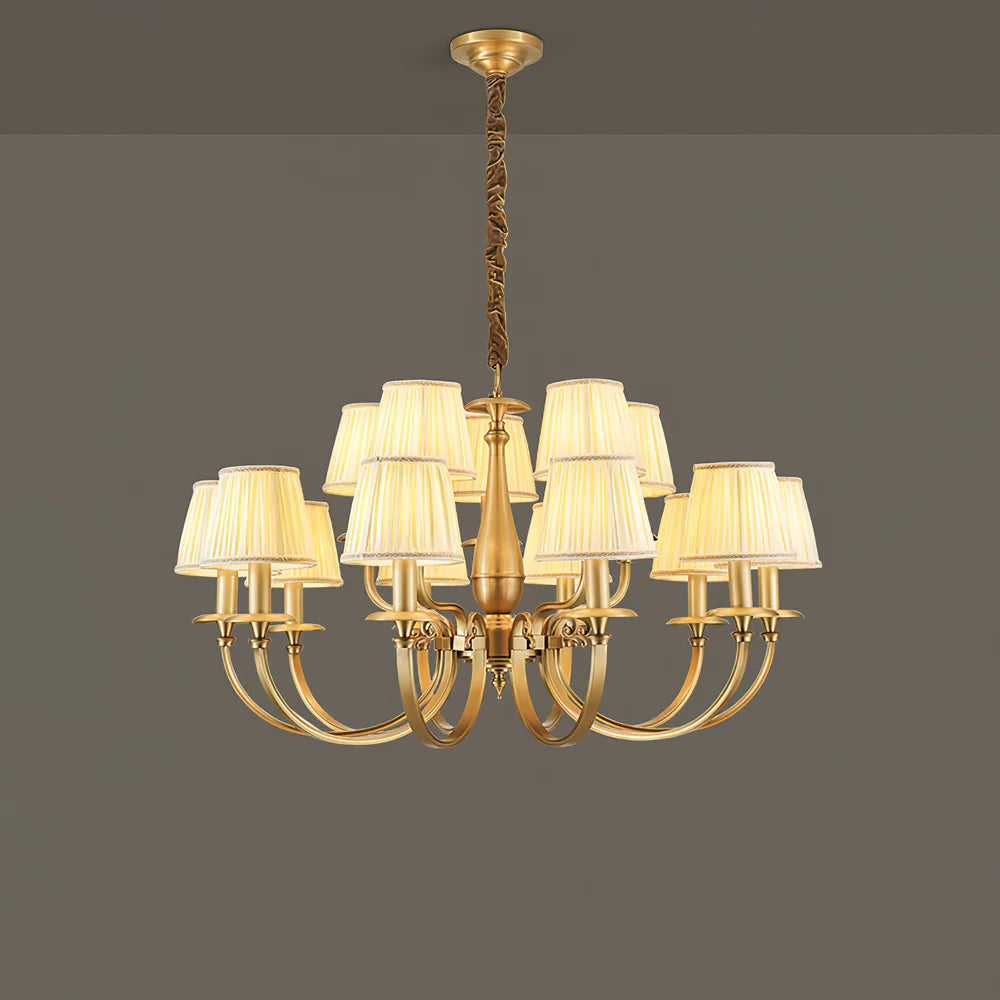 Pleated Brass Chandelier