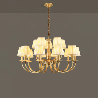 Pleated Brass Chandelier