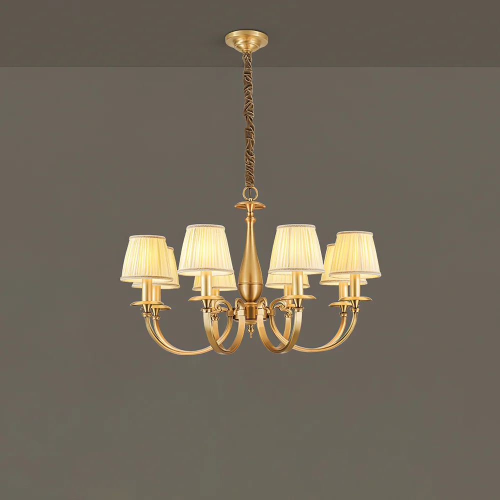 Pleated Brass Chandelier