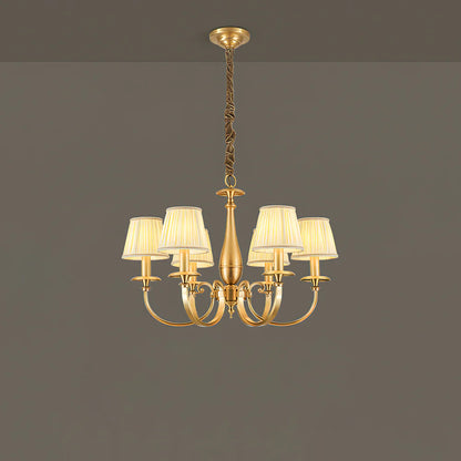 Pleated Brass Chandelier