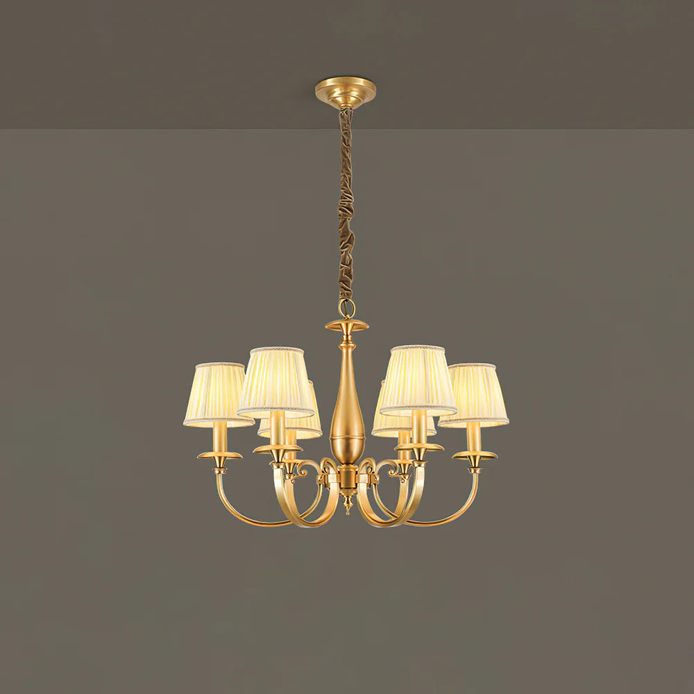 Pleated Brass Chandelier