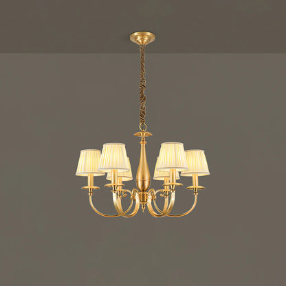 Pleated Brass Chandelier
