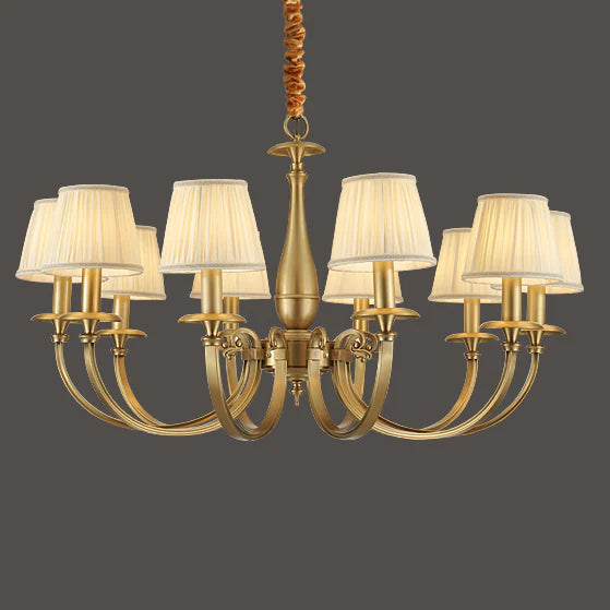 Pleated Brass Chandelier