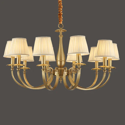 Pleated Brass Chandelier