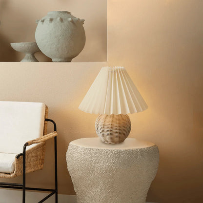 Rattan Pleated Table lamp