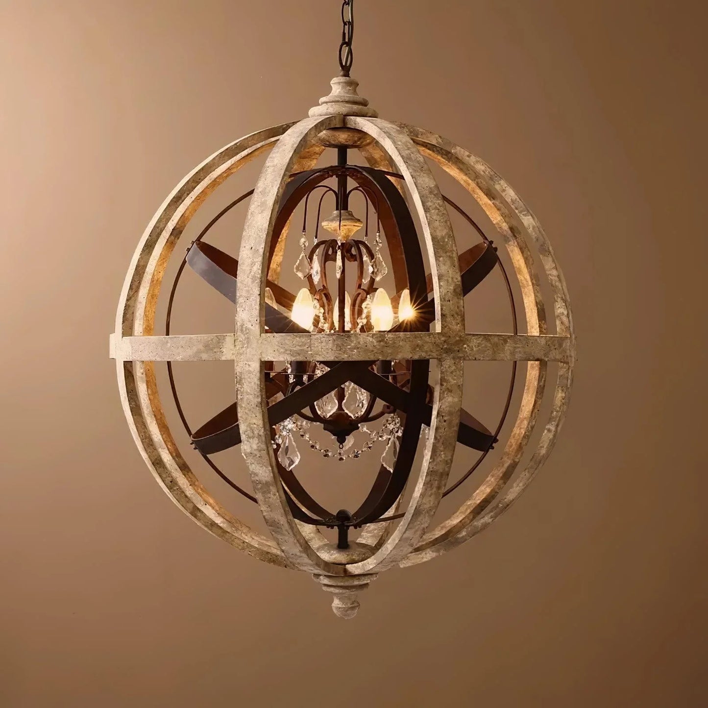 Retro Globe Weathered Chandelier