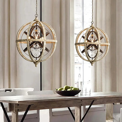 Retro Globe Weathered Chandelier