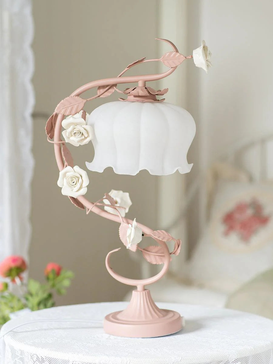 Rose Glass Gooseneck Table Lamp