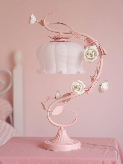 Rose Glass Gooseneck Table Lamp