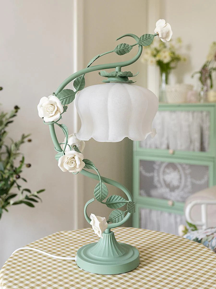 Rose Glass Gooseneck Table Lamp