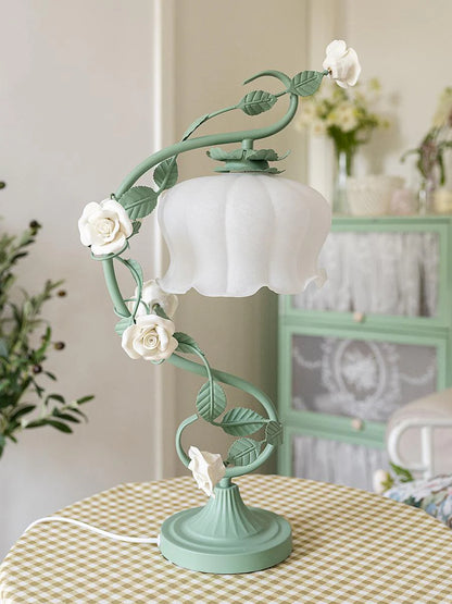 Rose Glass Gooseneck Table Lamp