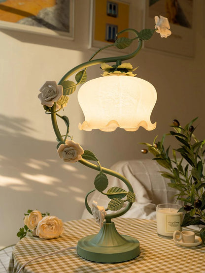 Rose Glass Gooseneck Table Lamp