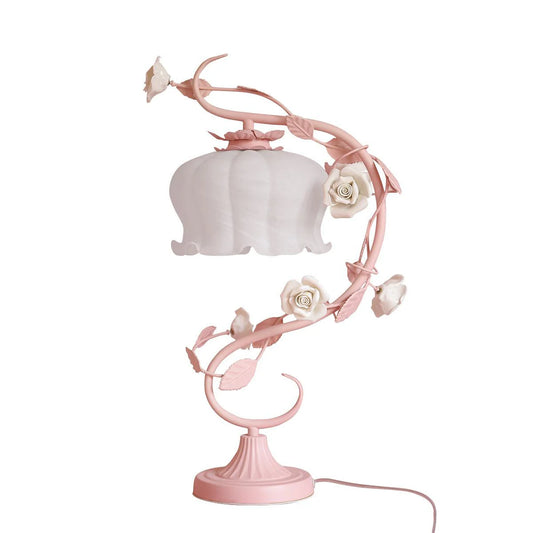 Rose Glass Gooseneck Table Lamp