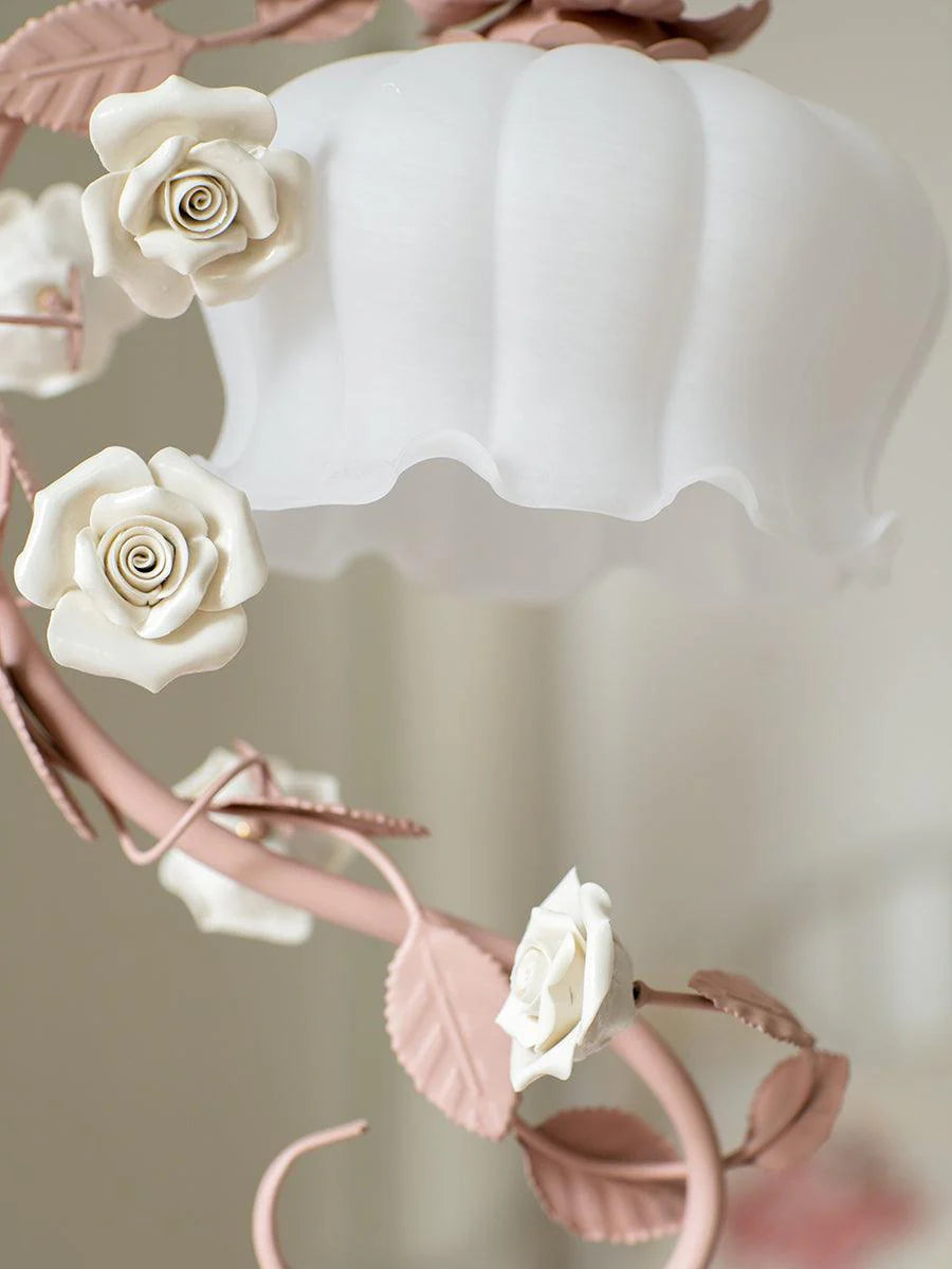 Rose Glass Gooseneck Table Lamp