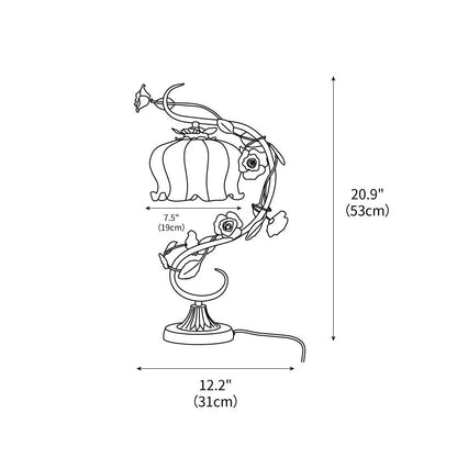 Rose Glass Gooseneck Table Lamp