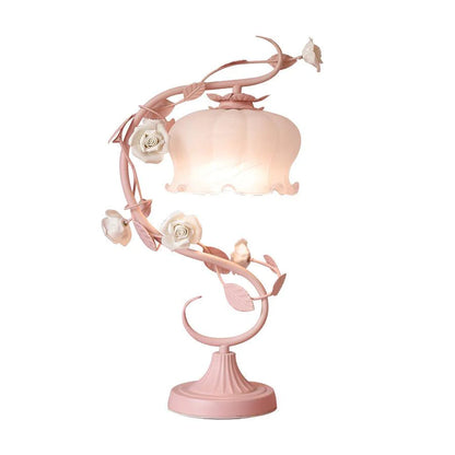Rose Glass Gooseneck Table Lamp