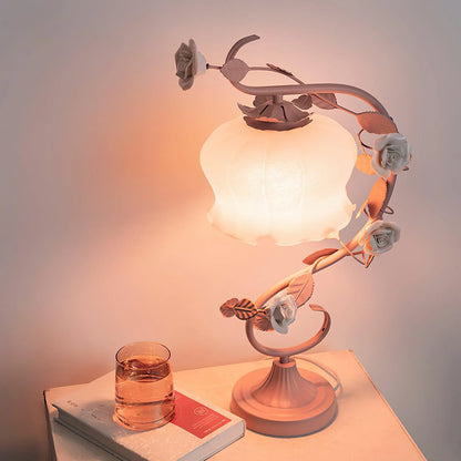 Rose Glass Gooseneck Table Lamp