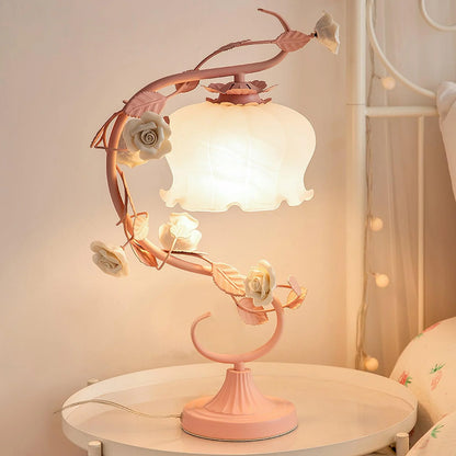 Rose Glass Gooseneck Table Lamp