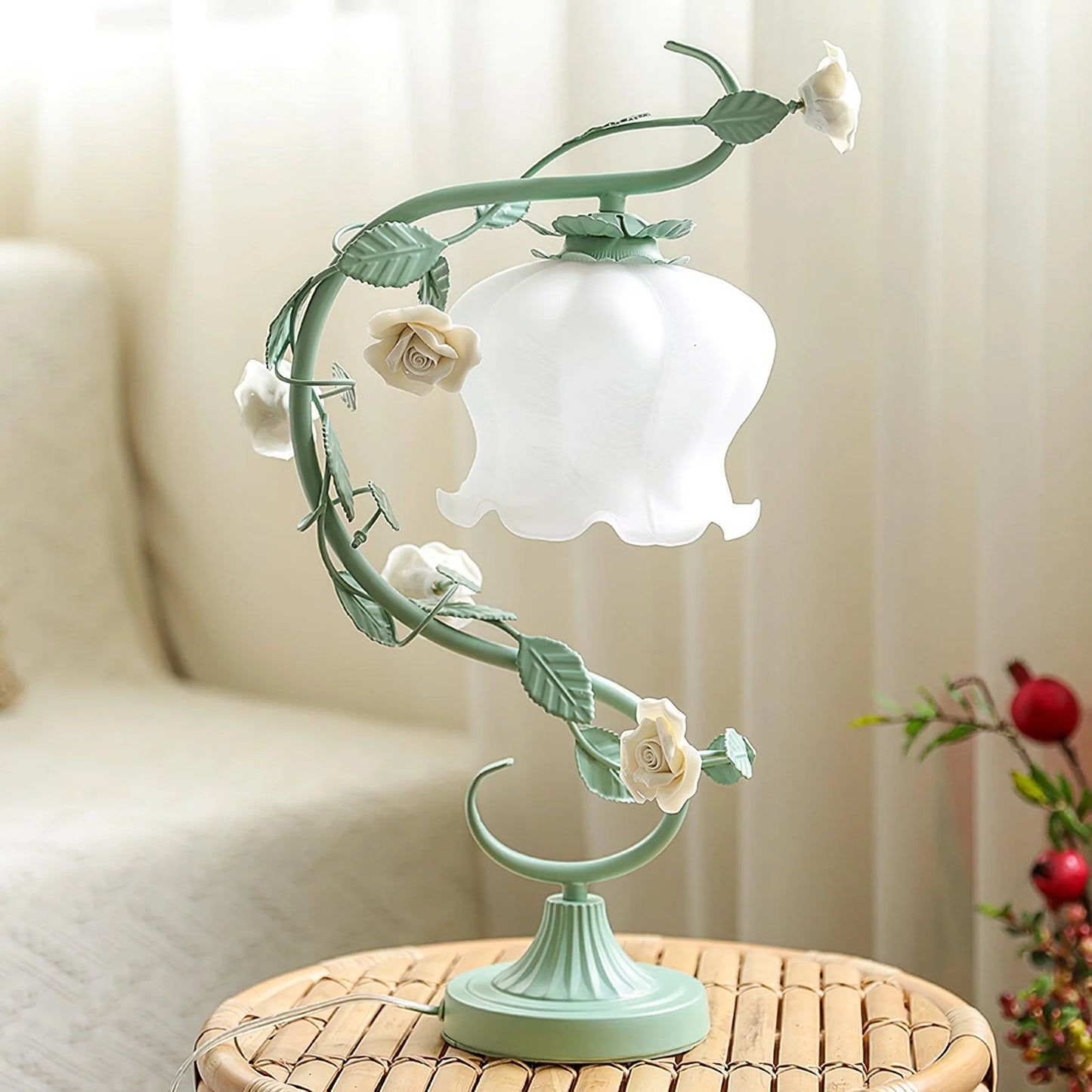 Rose Glass Gooseneck Table Lamp