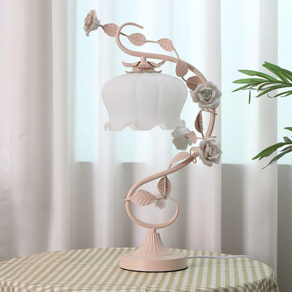 Rose Glass Gooseneck Table Lamp