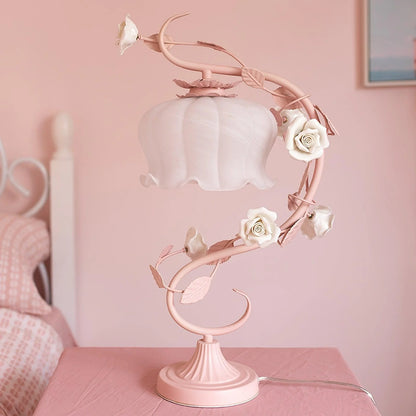 Rose Glass Gooseneck Table Lamp
