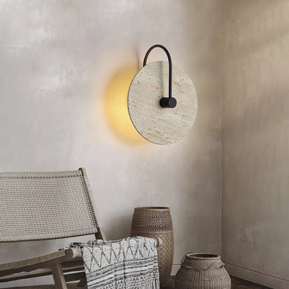 Round Travertine Wall Lamp