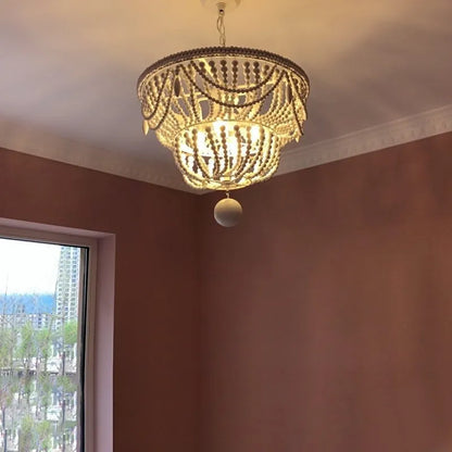 Bordeaux Wood Bead Chandelier