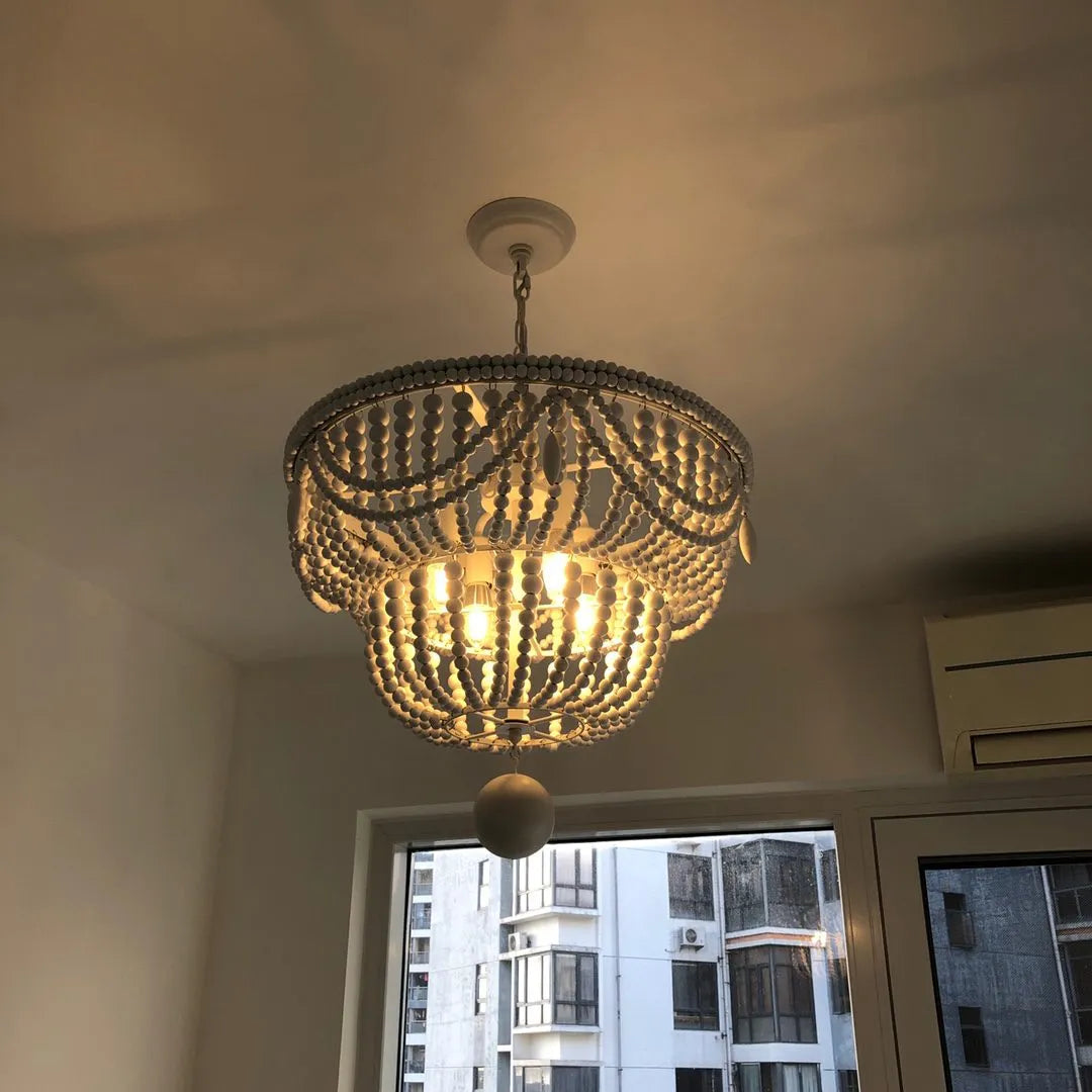 Bordeaux Wood Bead Chandelier
