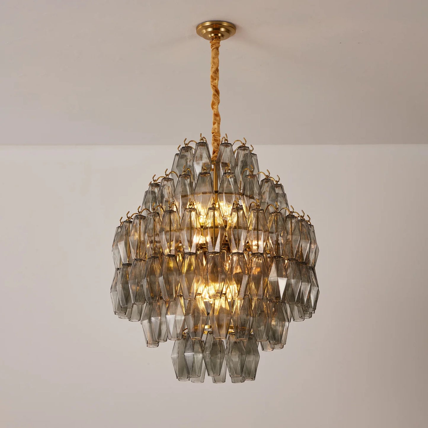 Smoke Gray Prism Round Chandelier