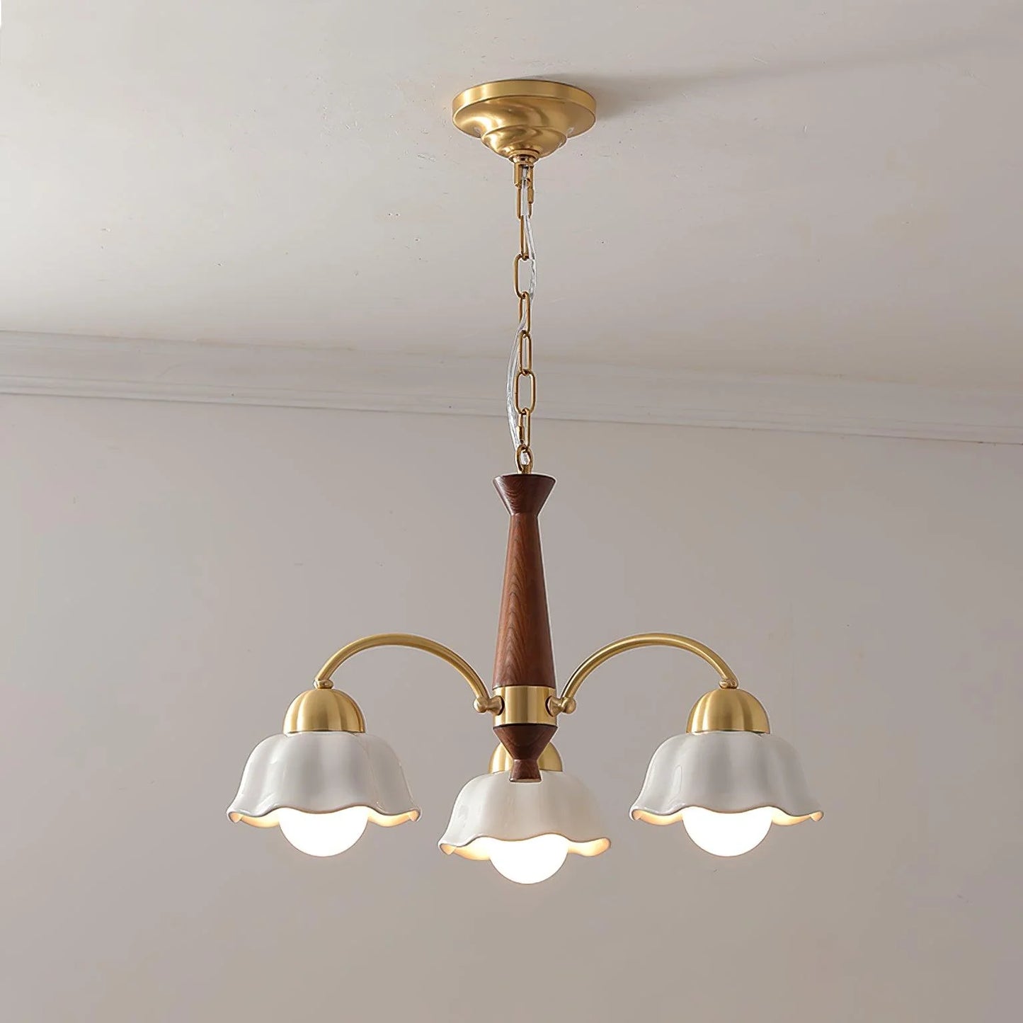 Swedish Modern Brass Chandelier