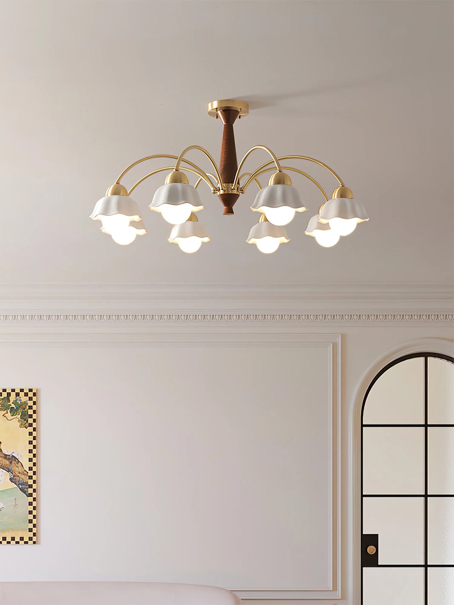 Swedish Modern Brass Chandelier